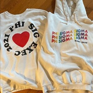 Jerzees White Phi Sigma Sigma Sweatshirt and Hoodie Set